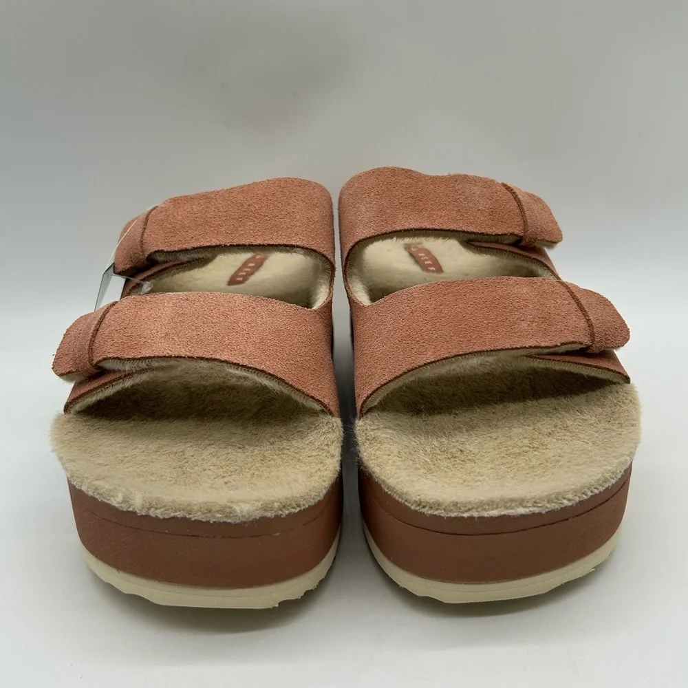 Reef Ojai Ciara Platform Sandals Women’s 9 Cork l Suede l Faux Shearling l NWT